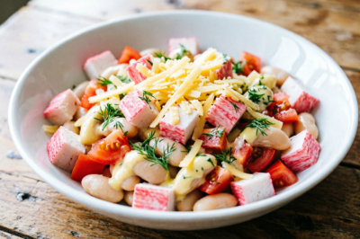 Салат &laquo;ну это просто бомба&raquo; &mdash; крабовые палочки с фасолью дают вкус, как будто отпуск рядом