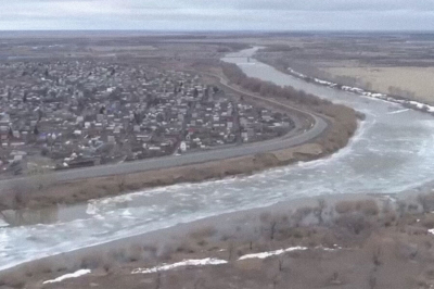 Уровень воды в реке Тюменской области РФ достиг рекорда